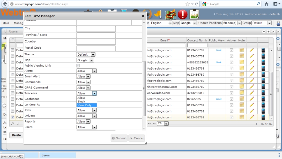 Manage user access level and privileges